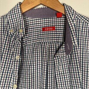 IZOD Button Down Shirt | Men's Size L Large | Purple/Blue Checkered